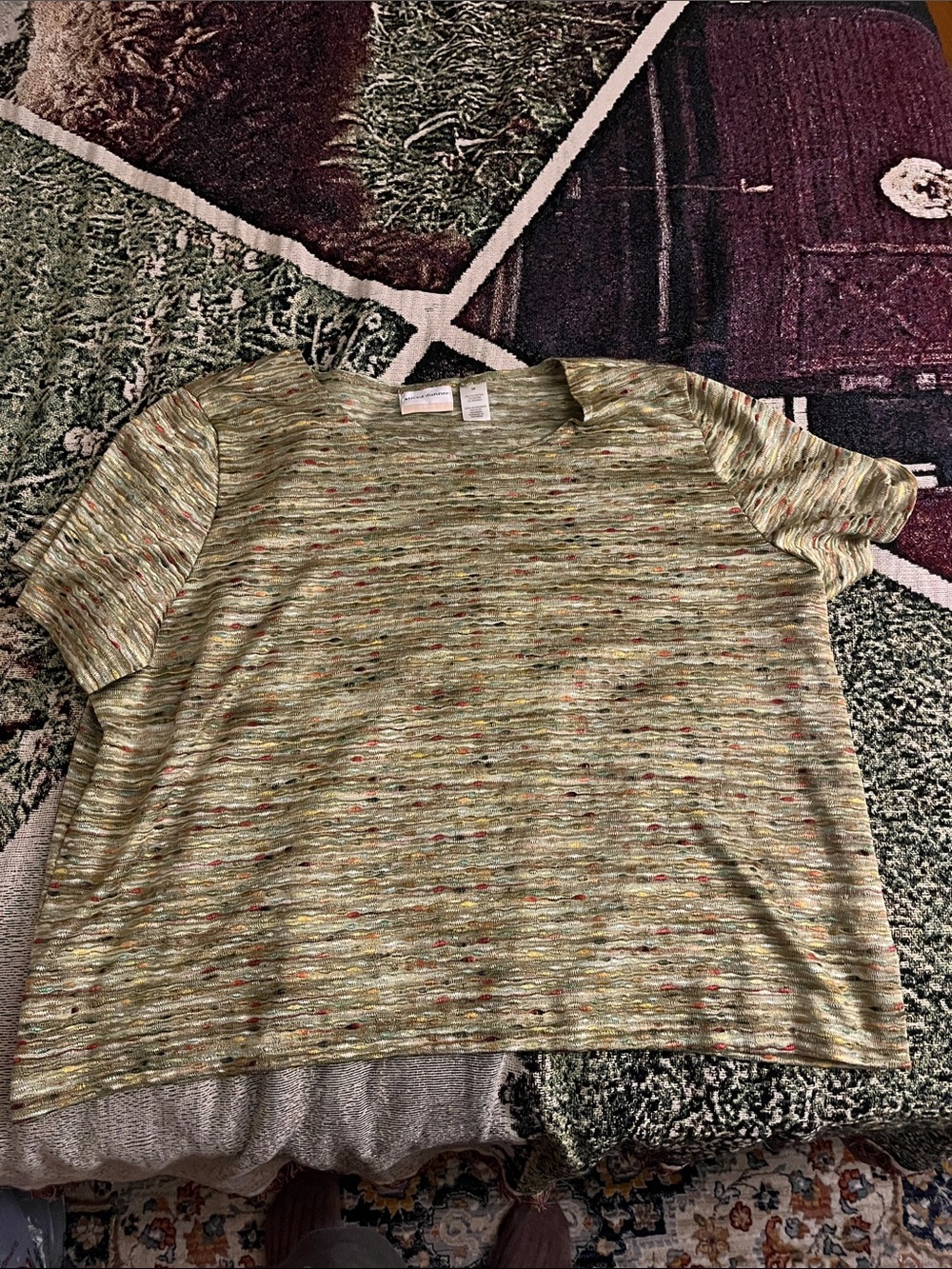 Alfred Dunner Green Knit Short Sleeve Shirt